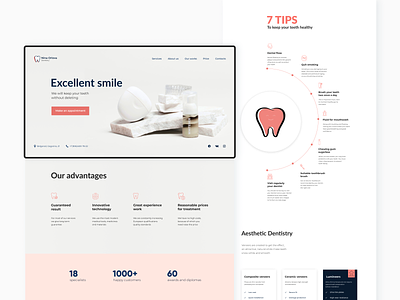 Dental Clinic. Web design clinic concept dental dentistry design graphic design medical minimalism mobile site stomatology teeth ui ux web web design web design