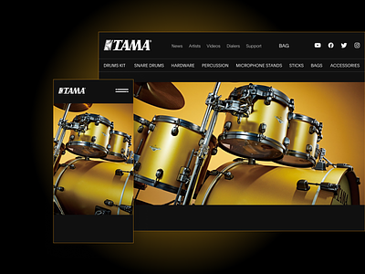 TAMA Drums Shop. UX/UI branding concept design drum drums e commerce graphic design minimalism mobile music shop site store tama ui ux web web design