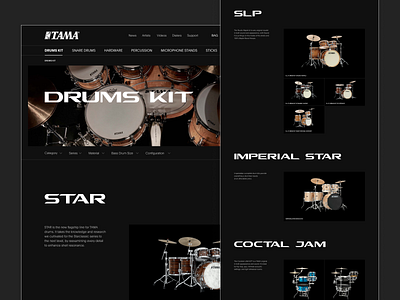 TAMA Drums. E-Commerce branding concept design desktop drum drums e commerce graphic design minimalism mobile music shop site store tama ui ux web web design
