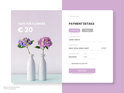 Daily UI  #002 Credit Card Checkout