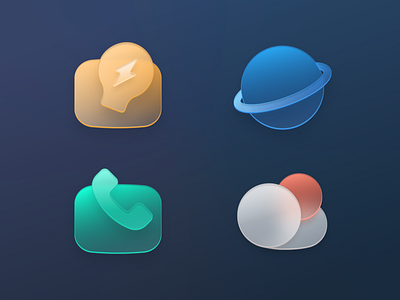 Cristal icons browser fluent design gaussian glass light phone weather