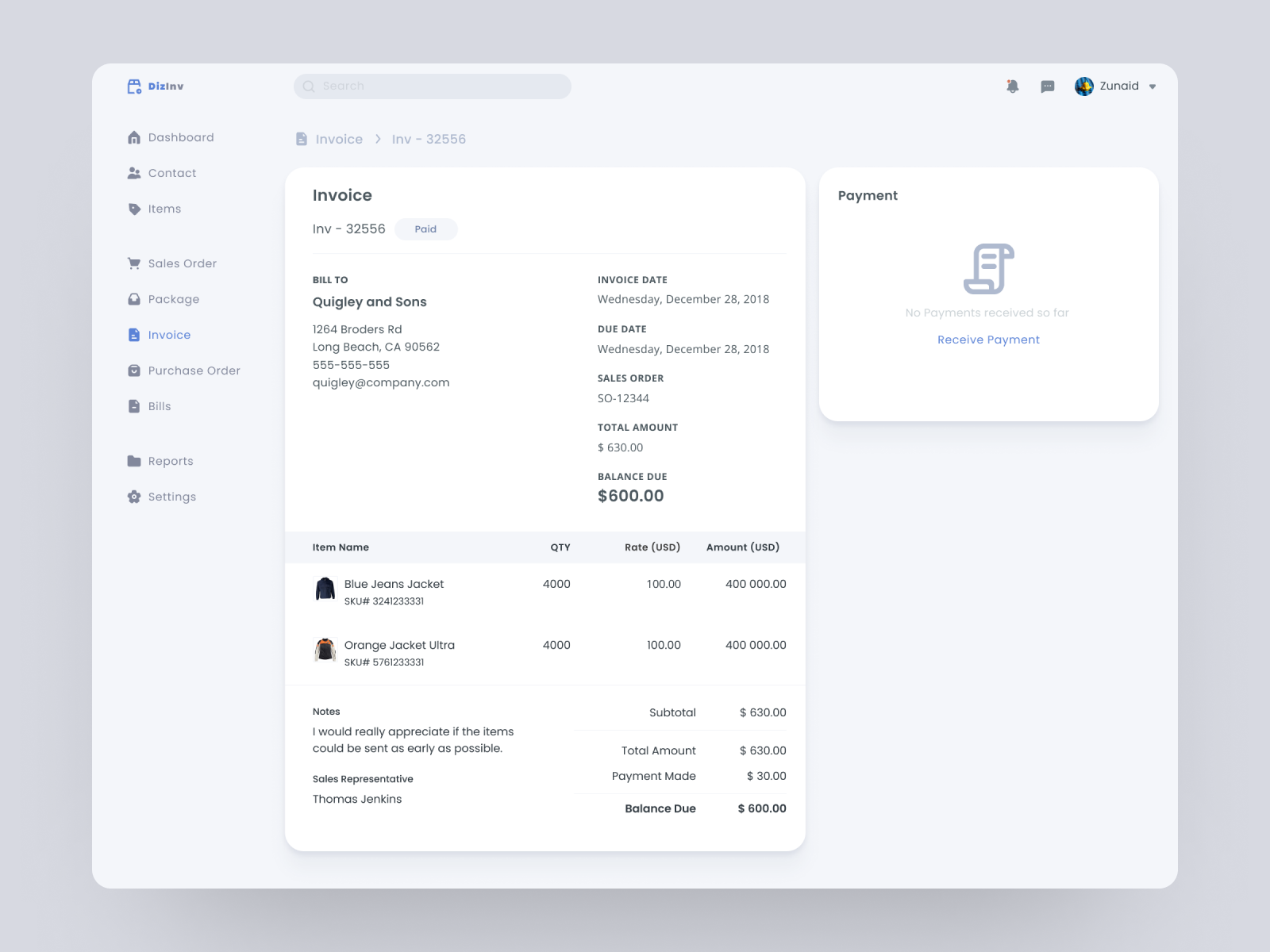 invoice and inventory tracker