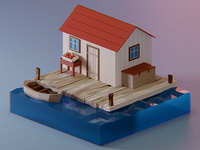 Cabin in the woods 3d 3d illustration blender cabin diorama house illustration isometric low poly lowpoly lowpolyart render woods