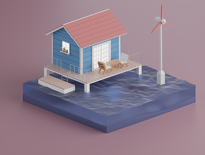House on a lake 3d 3d design 3d illustration blender diorama graphic design house illustration isometric lake low low poly lowpolyart poly render