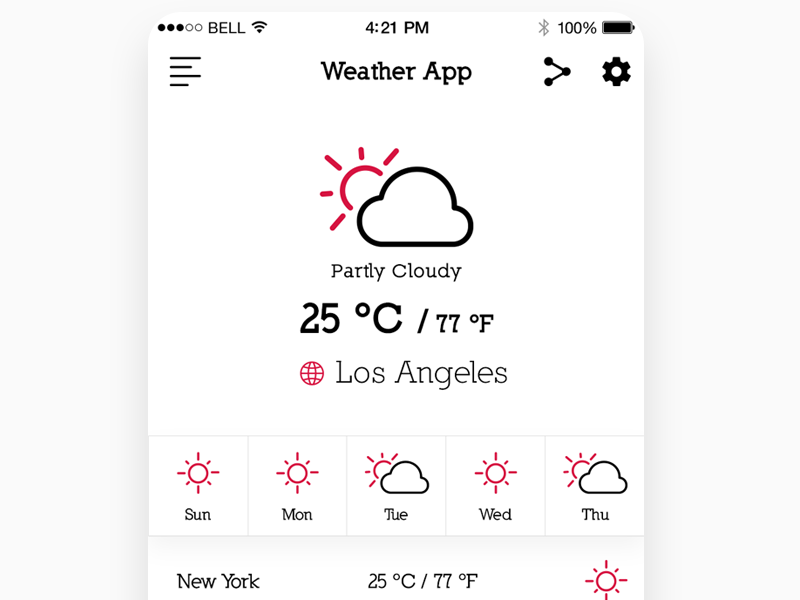 Day 10 - Weather App - Daily UI by Zunaid Aslam on Dribbble