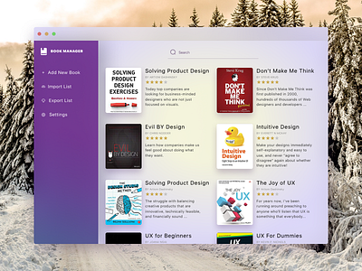 Book Manger Concept Design app blur book clean concept desktop interface ios library mac manager minimalist modern pdf reader redesign typography ui university ux
