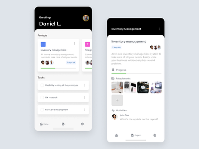 Project Management Mobile App app black black white clean designer designers flat icons minimal mobile project project management task to do typography ui ux vector web website