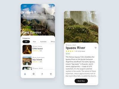 Tourism App android app clean design flat icon interface ios mobile modern tourism travel traveling typography ui ux white