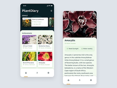 Plant Diary App 🌱 app application climate design designer green herbal icon interface layout mobile modern nature page plant plants tablet ui ux web
