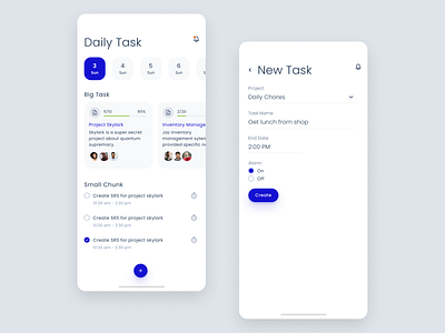 Daily Task App android app clean daily design do figma interface ios iphone management mobile modern project task to ui user ux white