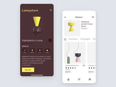 Lamp App UI app app design application clean colorful e commerce ecommerce figma home icons inspiration interface ios lamp light luxury mobile smart ui vector