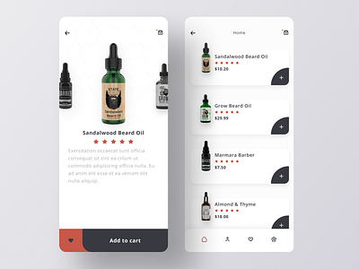 Beard Oil App UI 🧔 app beard clean design designer e commerce app ecommerce figma flat interface ios mobile modern oil product shop store ui ux web
