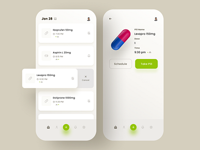 Medicine and Pill Reminder App clean clinical design doctor flat health healthcare interface ios medical medicine medicine app mobile mobile app patient pill reminder ui