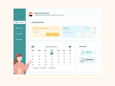 education app schedule dashboard