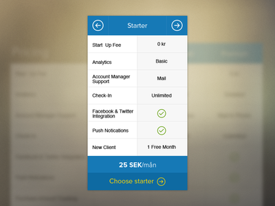 Responsive pricing table