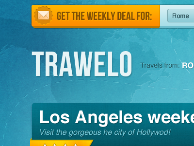 Travel deal site header blue coupon deal envelope groupon header mail map textures travel web design website yellow