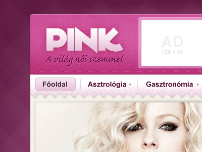 Pink header female header menu navigation pink rejected textures women