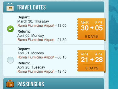 Booking interface blue booking calendar checkbox dates icon icons interface ribbon suitcase travel yellow