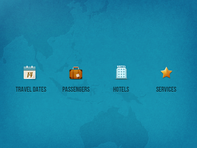 Travel icons blue building calendar dates hotel icon icons passenger services star suitcase travel