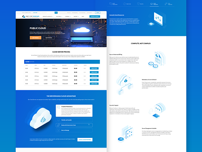 Public Cloud Product Pages blue cloud design illustration isometric product server ui ux vector website