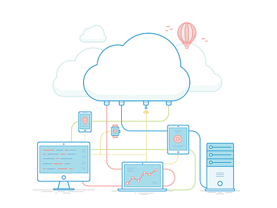 Cloud Illustration balloon blue cloud computing illustration server