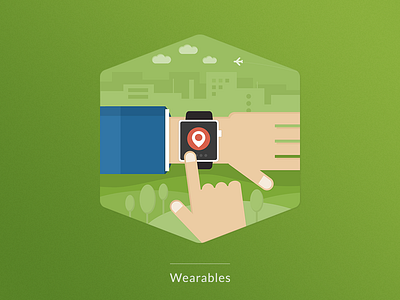 Wearables city green hand illustration location smartwatch wearables