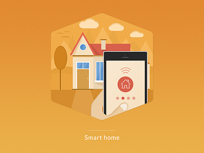 Smart home house illustration mobile smart home technology yellow