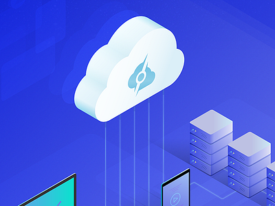 Cloud Illustration - WIP blue cloud illustration. isometric server