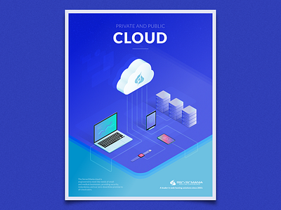 Private & Public Cloud connections devices illustration isometric mobile server