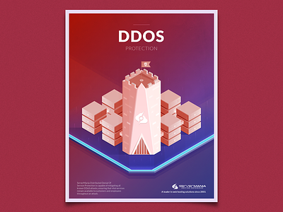 DDoS Protection ddos fort illustration isometric server tower