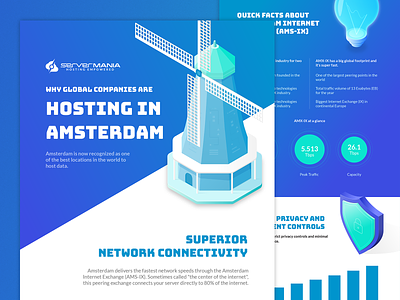Hosting in Amsterdam Infographic amsterdam bulb hosting illustration isometric server shiels windmill
