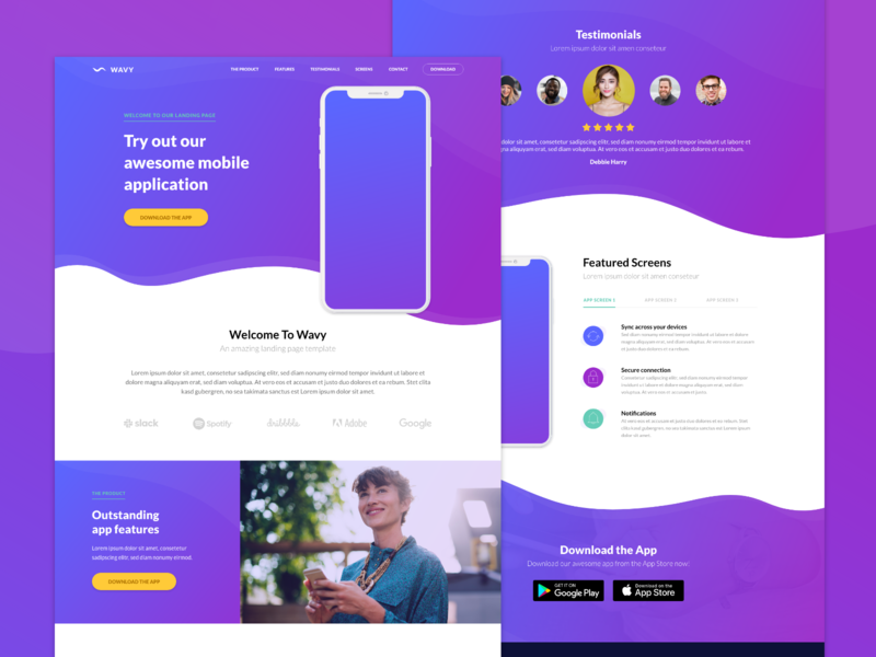 Wavy mobile app landing page by Zsolt Jakab on Dribbble