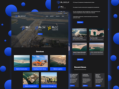 Construction Company Web Redesign - Dark UI