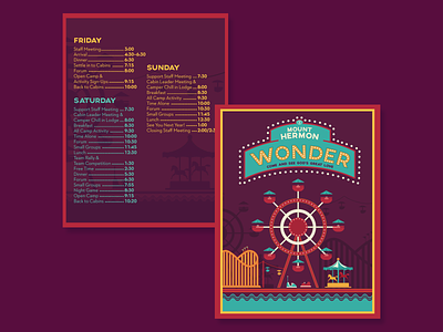 Wonder Pocket Schedule boardwalk branding california camp design event event design illustration illustrator schedule theme park