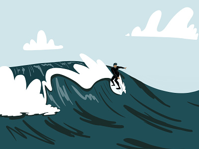 Robbie Surfing V2 illustration procreate santa cruz surfboard surfer surfing wave