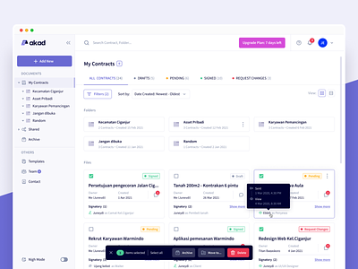 Akad - Online contract maker app appconcept clean contracts dashboad product design purple ui uiux userexperience userinterfacedesign ux