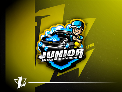 Junior Auto Detailing brand branding design designer esports flat design illustration logo sport mascot simple