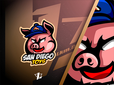 San Diego Toys branding design designer esports flat design hat illustration logo logo sport mascot pig pink sandiego smile top toys ui