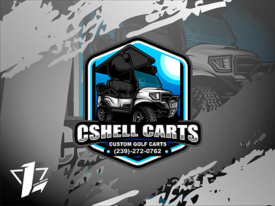 CSHell Carts Custom Golf Carts branding car carts design designer flat design golf illustration logo logo sport mascot modified vector