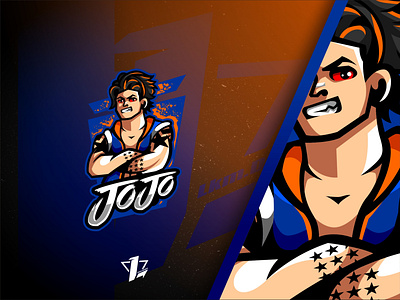 Jojo anime blue branding design designer flat design illustration jojo logo logo sport mascot orange vector