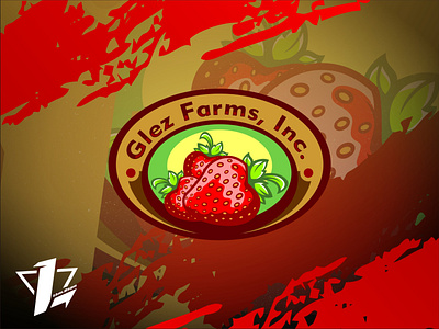 Glez Farms Inc berry branding corporate design designer farm farming flat design fruit gold illustration inc logo logo sport mascot red strawberry typography vector
