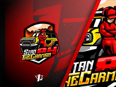 Stan The Carman 84 branding car circuit design designer flat design illustration logo logo sport mascot offroad racer racing stream streamer twitch vector