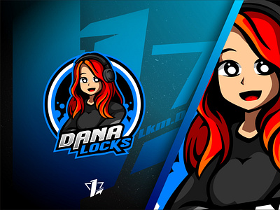 Dana Locks branding design designer flat design girl illustration lock logo logo sport mascot stream streamer streamlabs twitch vector