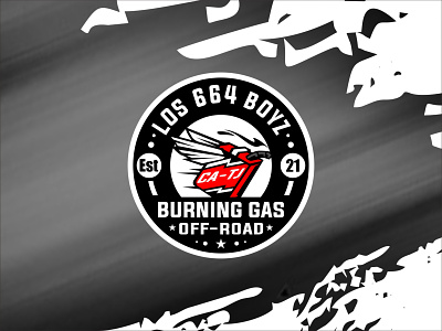 Los 664 Boyz Burning Gas Off-Road branding circle design designer flat design fly gas illustration logo logo sport mascot offroad oil typography ui vector wing