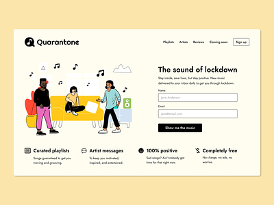 Daily UI #1 - Quarantone sign-up design form landing page sign up signup ui user experience user interface ux web web design