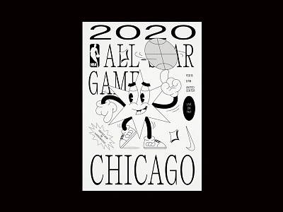 021720 allstar basketball branding chicago illistration layout nba poster typography