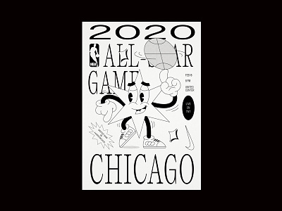 021720 allstar basketball branding chicago illistration layout nba poster typography