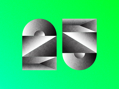 XXV 25 dimension gradient numbers type typography xxv