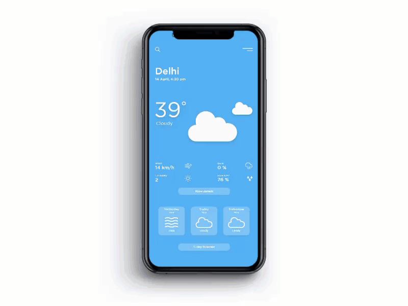 Weather App UI adobe xd adobexd android apple concept dailyui ios ui ui design uiux ux weather weather app