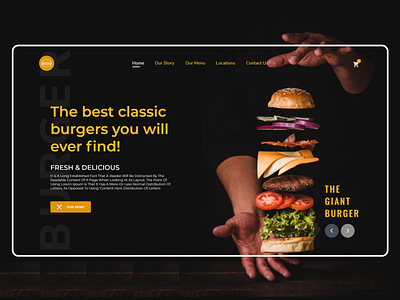 Concept Website - Burger Restaurant app branding burger concept design dribbble landing page menu minimal praveen restaurant ui uidesign web web design website design